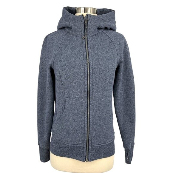 Lululemon Scuba Hoodie Light Cotton Fleece Heathered Gatsby Blue Size 4 - Picture 1 of 8